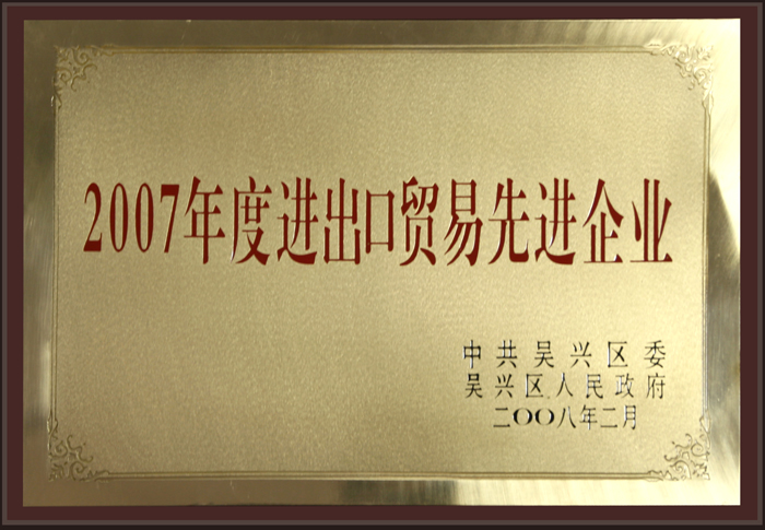 2007年度進出口貿(mào)易先進企業(yè)